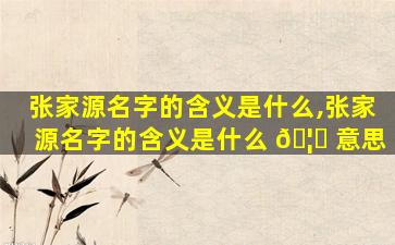 张家源名字的含义是什么,张家源名字的含义是什么 🦟 意思